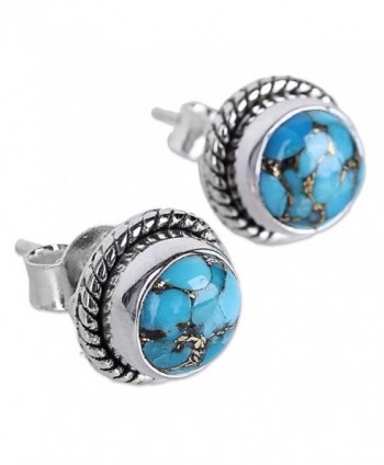 NOVICA Reconstituted Turquoise Sterling Earrings