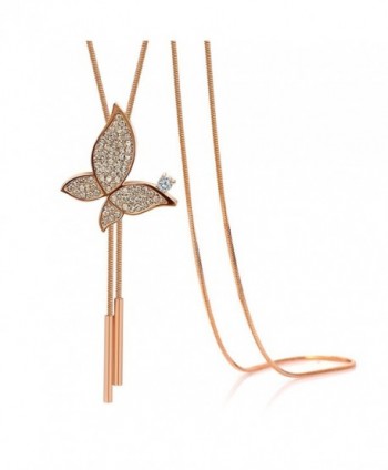 Kemstone Rose Gold/Gold Crystal Accented Adjustable Animal Y Necklace Jewelry - rose gold butterfly - CR187CT4Y4Z