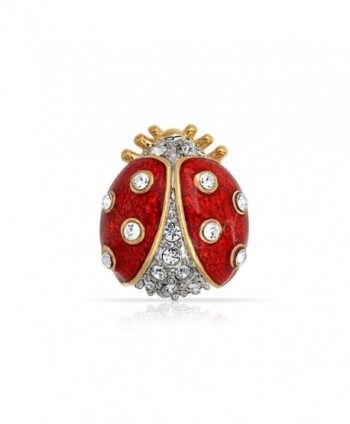 Bling Jewelry Gold Plated Red Enamel Crystal Insect Ladybug Brooch Pin - CB118L0HK9H