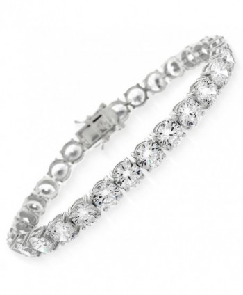 Sterling Silver 6mm Brilliant-Cut Clear Round CZ White Tennis Bracelet 6.5"- 7"- 8" - CZ186TM8SCR