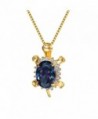 Turtle Pendant Necklace 18K Gold Plated & Cubic Zirconia Lovely Animal Jewelry - CW186QSNGII