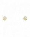 14k Yellow Gold 5mm Round Bezel Set Stud Earrings with Screw Back - 12 Different Color Available - Apr - CU1298U6WW9
