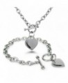 Stainless Steel Feather Birds Heart Charm Bracelet and Necklace - C212N43U10W