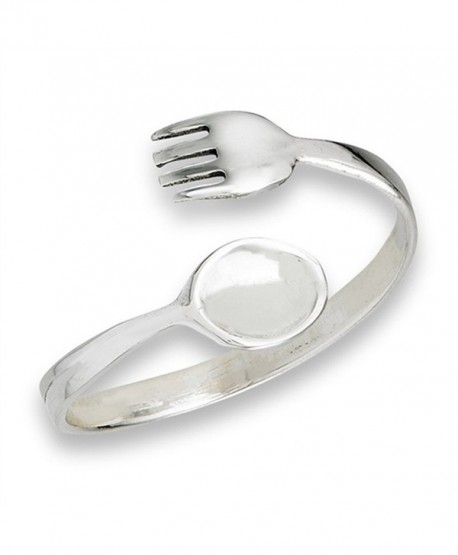 Open Adjustable Fork Spoon Utensils Ring Sterling Silver Thumb Band Sizes 5-9 - CG182IHILM8