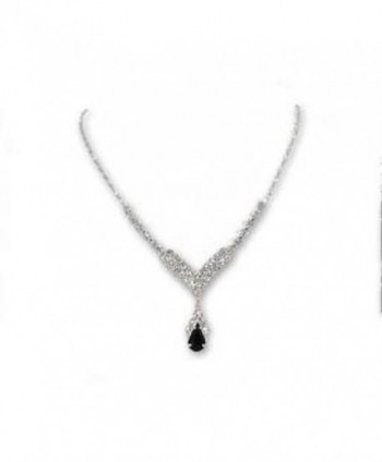 Black and Rhinestone V drop Necklace - C31190RD1N9