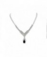 Black and Rhinestone V drop Necklace - C31190RD1N9