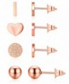 Ruarua Rose Gold Stud Earrings for Women Stainless Steel Heart Mini Bar Earring Line Ear Studs Stick - Rose Gold - CD180Q4HZD3