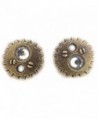 Bronze Gear earrings with Clear crystal steampunk gearrings stud post earrings - CY11WWLTXD7