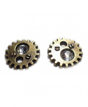 Bronze earrings crystal steampunk gearrings