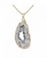 Bonnie Irregular Slice Geode Crystal Pendant Necklace Cut Amethyst Natural Stone Jewelry - CX12N43ZA9V