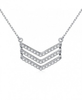 Western Style Jewelry 925 Sterling Silver Three Rows V Shaped Pendant Necklace for Women-18" - C7185M23WL4