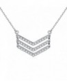 Western Style Jewelry 925 Sterling Silver Three Rows V Shaped Pendant Necklace for Women-18" - C7185M23WL4