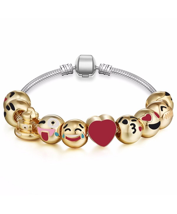 Expression Jewelry Emoticon Slide Bracelets - 1 - 18k Plated Classic Emoticon Smiley Faces - C212MY8GLR9