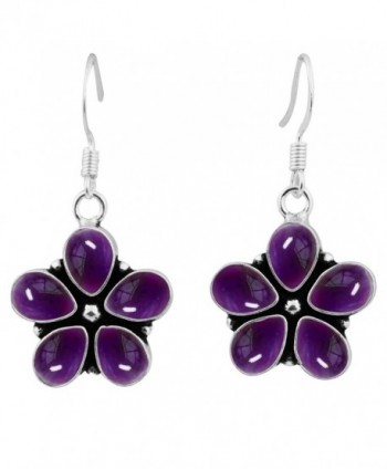 7.50ctw Genuine & Created Gemstone & 925 Silver Plated Dangle Earrings Made By Sterling Silver Jewelry - Amethyst - C9186DRLI63