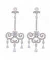 GULICX CZ Austrian Crystal Romantic Tear Drop Chandelier Bridal Earrings Silver Tone Clear - CF12FTLIFY9