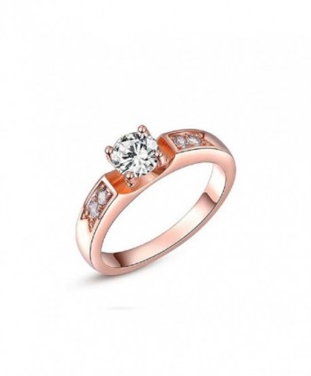 Mikiss Rose Gold Plated Crystal Round Fashion Ring Best Gift - CW11QKYMEJR