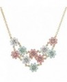 Lux Accessories Gold Tone Opal Crystal Rhinestone Flower Statement Necklace - CD183WX3CXK