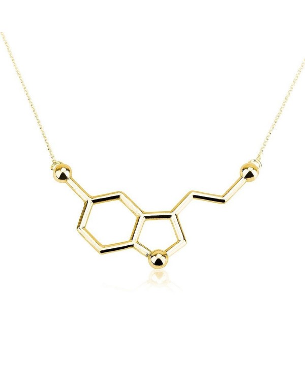 Art Attack Goldtone Serotonin Hormone Molecule DNA Chemistry Science Party Pendant Necklace - CS12HAL91VL