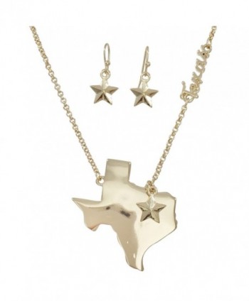 Texas State Shape Map Necklace & Earrings Set - CX12MGEW1BZ