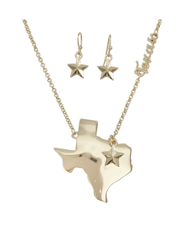 Texas State Shape Map Necklace & Earrings Set - CX12MGEW1BZ