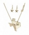 Texas State Shape Map Necklace & Earrings Set - CX12MGEW1BZ