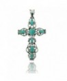 925 Oxidized Sterling Silver Decorative Gemstone Cross Pendant - Turquoise - CY11LBFTG5F