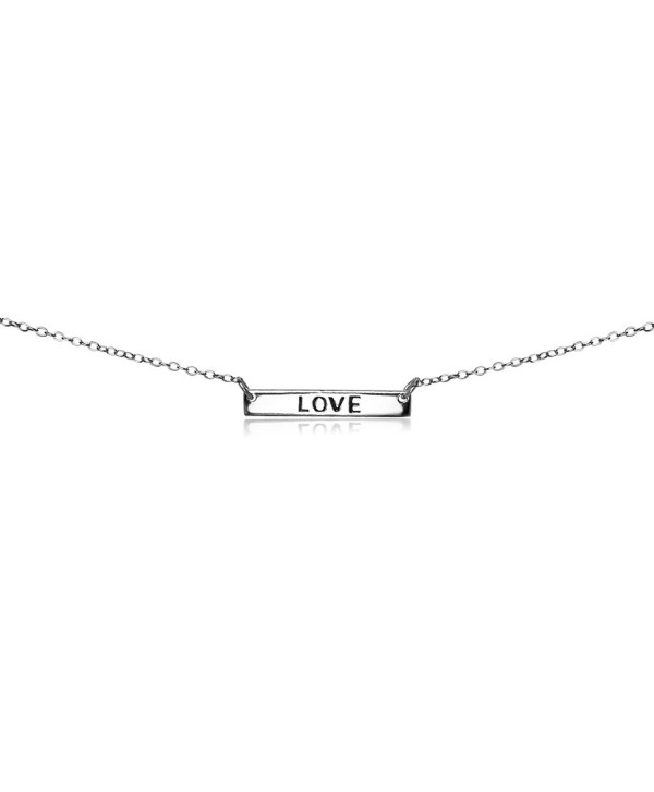 Sterling Silver Polished Love Inspirational Bar Dainty Choker Necklace - CN187QK5UQW