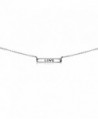 Sterling Silver Polished Love Inspirational Bar Dainty Choker Necklace - CN187QK5UQW