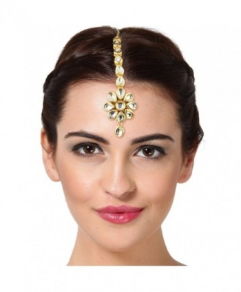 Indian Wedding Gold Plated Maang Tika Traditional Bridal Wear Forehead Jewelry - C2129AENM07