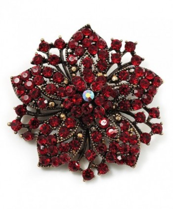 Victorian Corsage Flower Brooch (Burgundy Red & Antique Gold) - CD115BZYAER