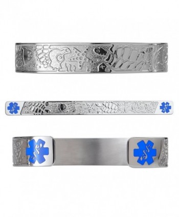 Divoti Custom Engraved Living Sea 316L Medical Alert Bracelet -6" Cuff (fits 6.5-8.0") - Light Blue - CR12O7I27ZS