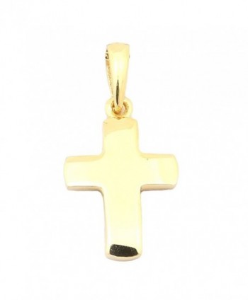 14k Yellow Gold Small Block Cross Pendant Necklace- 13" 15" 16" 18" 20" or 22" - C012H3G6ZPJ