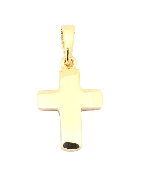 14k Yellow Gold Small Block Cross Pendant Necklace- 13" 15" 16" 18" 20" or 22" - C012H3G6ZPJ