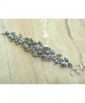 28.10ctw Genuine labradorite 925 Sterling Silver Overlay Handmade Fashion Bracelet Jewelry - C1127EQ36OB