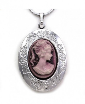 Purple Cameo Custom Locket Pendant Necklace Charm Retro Inspired Women - CB11E66C9TV