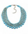 Weaving Turquoise Beads Statement Choker Necklaces for Women Blue Color Prow Jewelry - CG120TWJ871