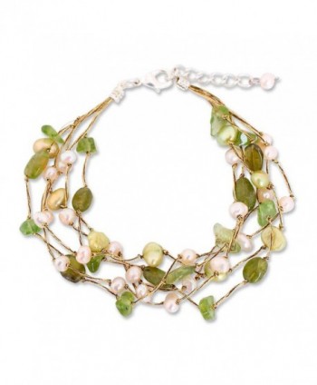 NOVICA Multi-Gem Peridot Cultured Freshwater Pearl Silver Plated Beaded Bracelet 'Cloud Forest' - CL11G3W6S7F