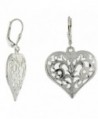 Sterling Silver Filigree Diamond-Cut Leverback Heart Earrings - CC12DSMLY8Z