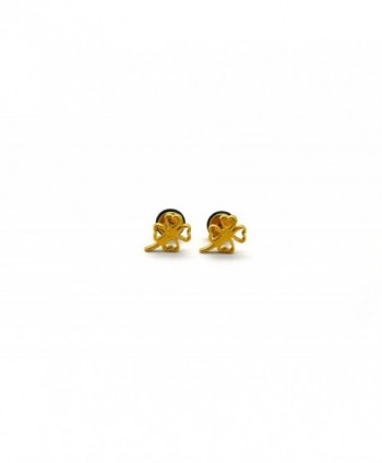 Chelsea Jewelry Basic Collections Clover Leaf Shaped Stud screw-back Earrings - Yellow Gold - CV12EE0BFQ1