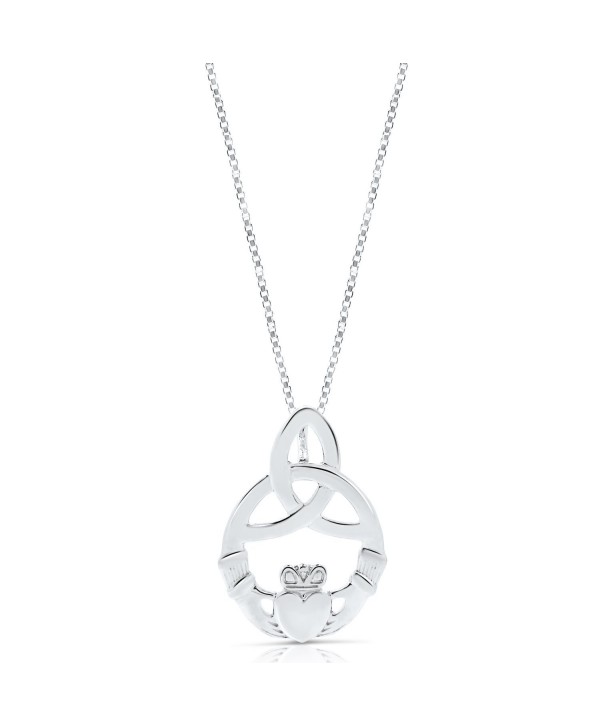 Sterling Silver Celtic Claddaugh Pendant Necklace - CP11QC5HF4X
