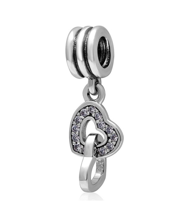 Authentic 925 Sterling Silver Dangle Interlocking Love Charm for Charms Bracelet (Heart) - CD12EV6K4BF