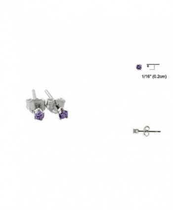 2MM Purple Simulated Amethyst Tiny Round 925 Sterling Silver Solitaire Stud Post Earrings - C412FL7U9A3