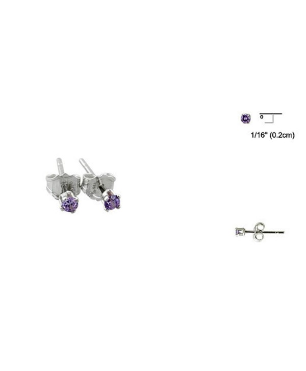 2MM Purple Simulated Amethyst Tiny Round 925 Sterling Silver Solitaire Stud Post Earrings - C412FL7U9A3