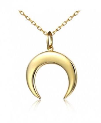 Women Crescent Moon Necklace Moon And Horn Minimalist Jewelry - Golden - CW185W39YGX