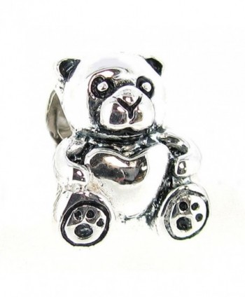 Sterling Silver Teddy Bear Heart European Bead Charm - C9115AUBSZR