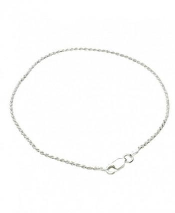 Sterling Silver 1.5mm Diamond-Cut Rope Nickel Free Chain Anklet Italy - C817YEUNT0Q