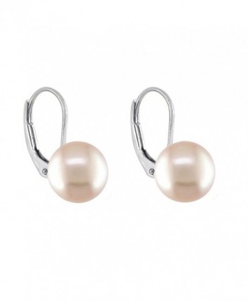 Pearl Earrings Leverback Sterling Silver Genuine Button Freshwater Pearls Cultured 13mm - Pink - CL11KXWXRG1
