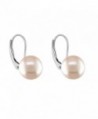 Pearl Earrings Leverback Sterling Silver Genuine Button Freshwater Pearls Cultured 13mm - Pink - CL11KXWXRG1