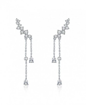 Chicinside CZ Crystal Ear Cuff Climbers Dangle Earrings Silver Tone - C5187ZIEXNK