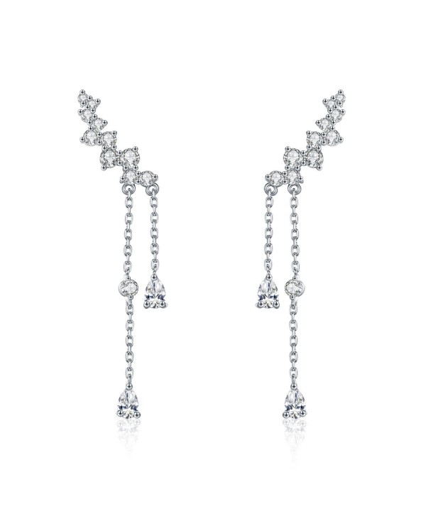 Chicinside CZ Crystal Ear Cuff Climbers Dangle Earrings Silver Tone - C5187ZIEXNK